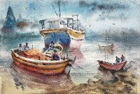 Farrukh Naseem, 15 x 22 Inch, Watercolor On Paper, Seascape Painting,AC-FN-085